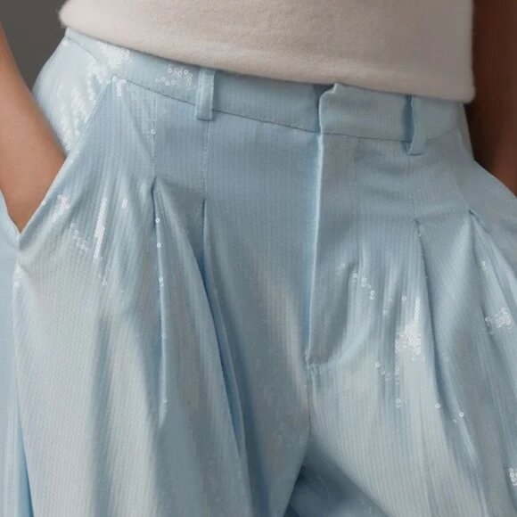 The Avery Pleated Wide-Leg Trousers by Maeve: Sequin Edition. NWT. MRSP $178 - Picture 3 of 9